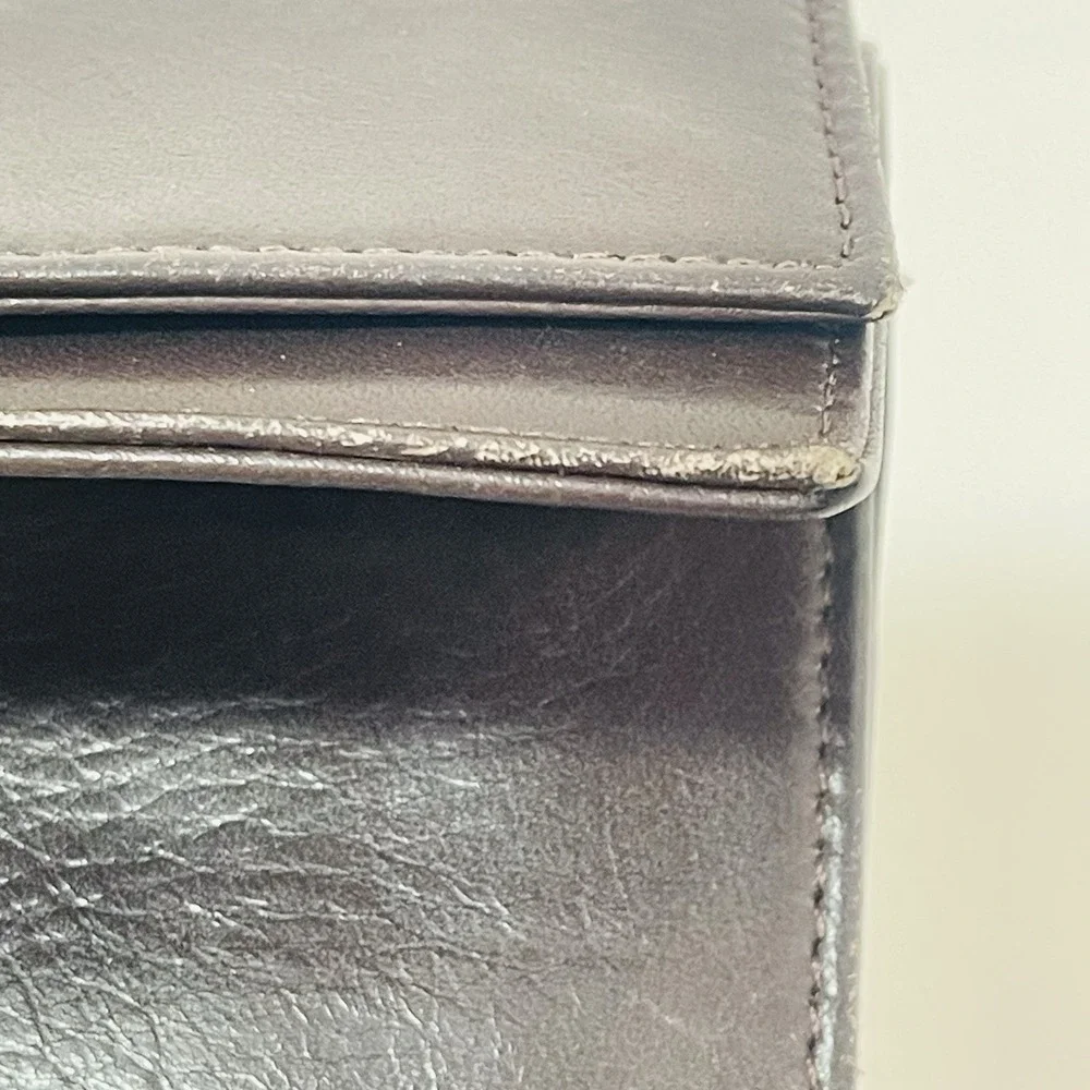 Perlina New York Brown Leather Double Snap Wallet Change Purse Tri-Fold‎ 5